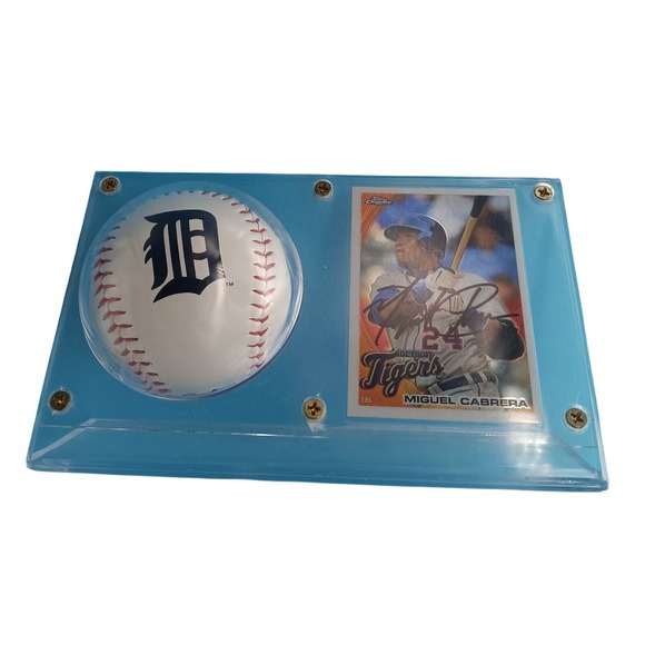 Miguel Cabrera Detroit Tigers Topps Chrome Signed card w/ Baseball and Frame